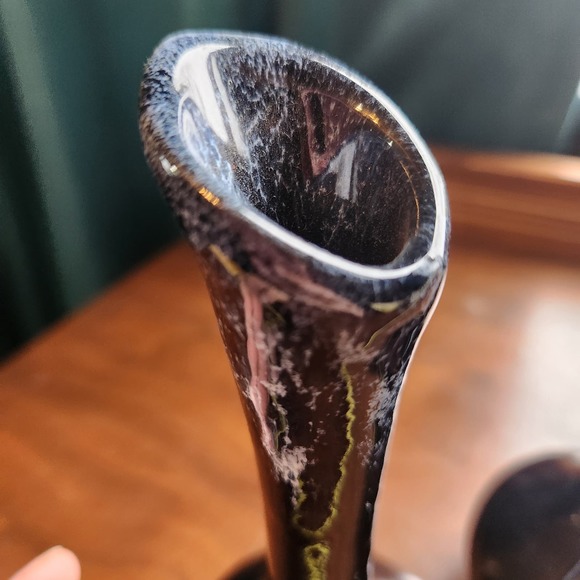 PAIR Van Briggle Pottery Bud Vases, Black w Drip glaze, glossy - Picture 4 of 7